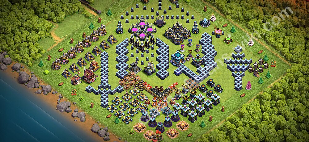 TH13 Troll Base Plan with Link, Copy Town Hall 13 Funny Art Layout 2026, #3711