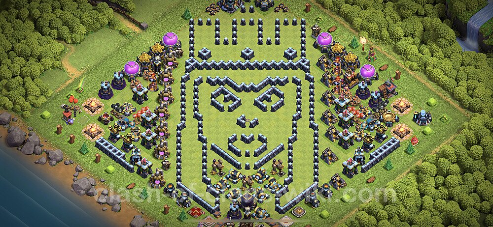 TH13 Troll Base Plan with Link, Copy Town Hall 13 Funny Art Layout 2023, #4