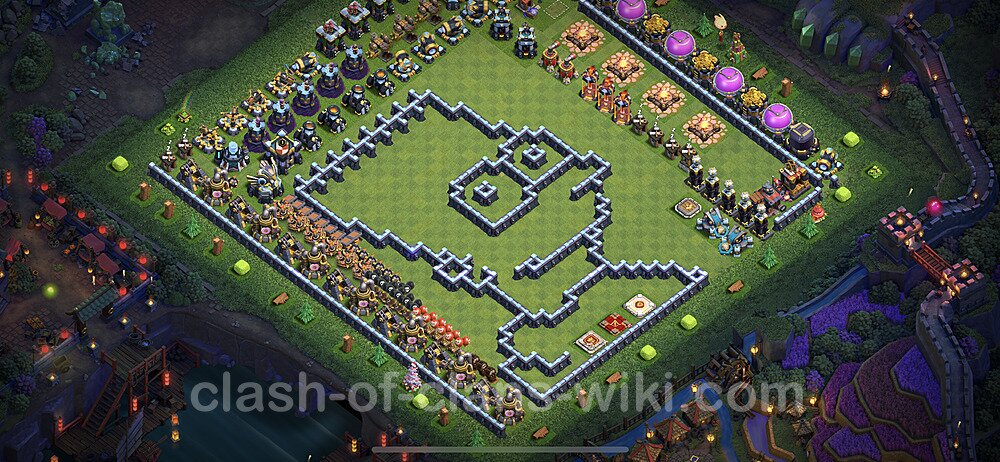 TH13 Troll Base Plan with Link, Copy Town Hall 13 Funny Art Layout 2023, #41