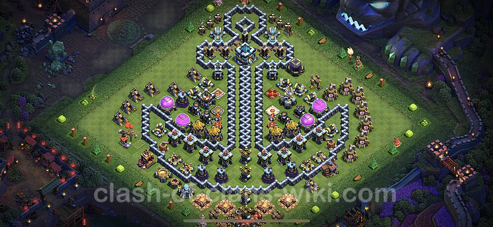 TH13 Troll Base Plan with Link, Copy Town Hall 13 Funny Art Layout 2023, #43