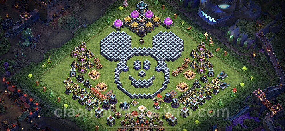 TH13 Troll Base Plan with Link, Copy Town Hall 13 Funny Art Layout 2023, #45