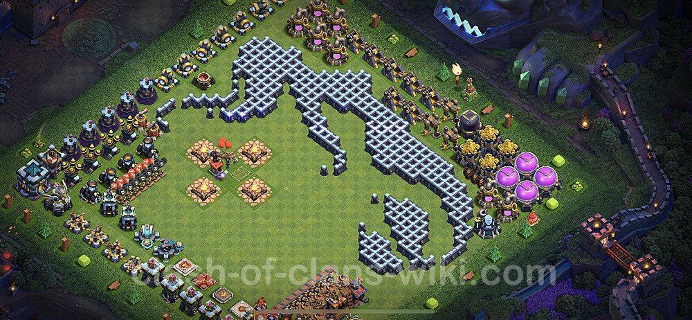 TH13 Troll Base Plan with Link, Copy Town Hall 13 Funny Art Layout 2023, #46