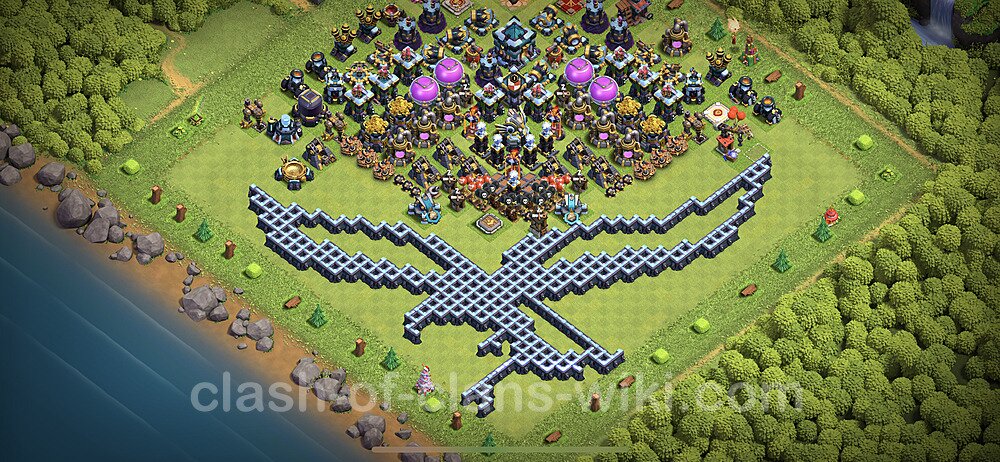 TH13 Troll Base Plan with Link, Copy Town Hall 13 Funny Art Layout 2023, #9