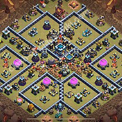 Diseño de aldea para Guerra Anti 2 Estrellas Ayuntamiento 13 Copiar, Híbrido - COC TH13 Perfecta Distribucion 2026 + Enlace, #2705