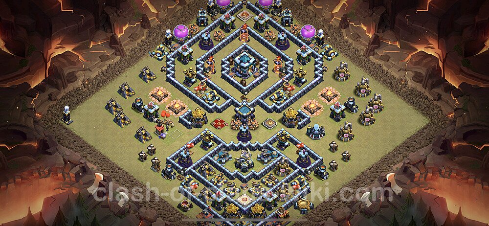 TH13 War Base Plan with Link, Anti Everything, Copy Town Hall 13 CWL Design 2023, #124