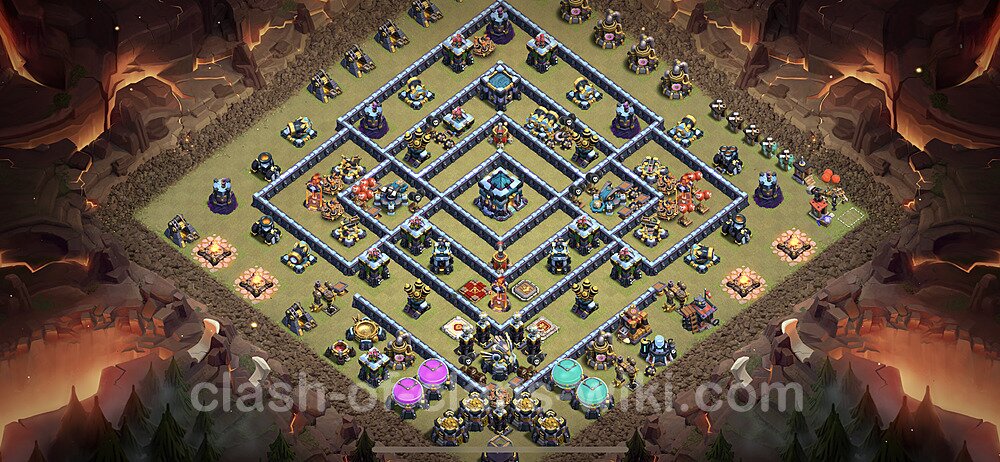 Die Maximal Clan War Base RH13 + Link 2024 - COC Rathaus Level 13 Kriegsbase (CK / CW), #1386
