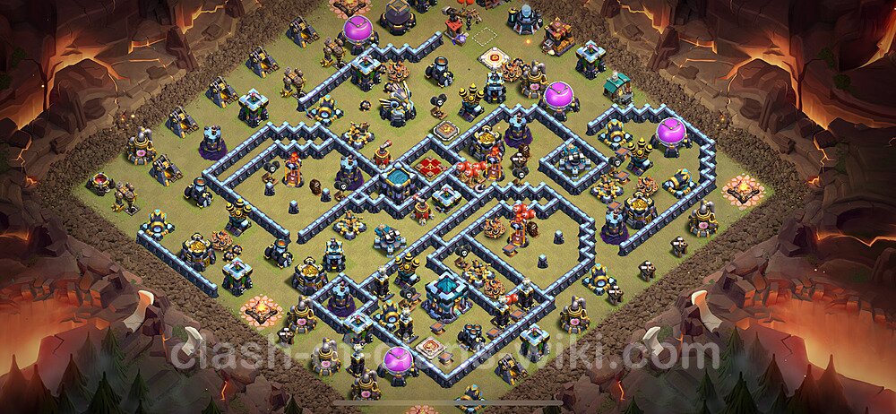TH13 Max Levels War Base Plan with Link, Copy Town Hall 13 CWL Design 2024, #1454