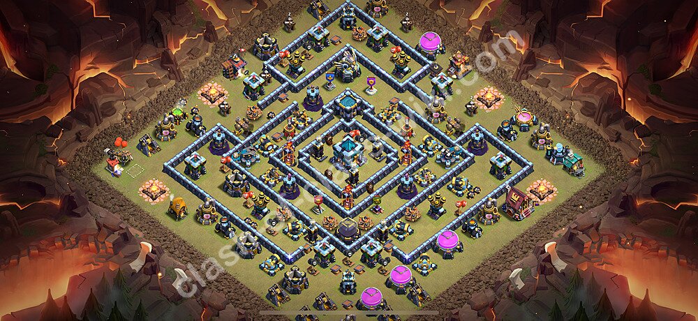 Diseño de aldea para Guerra Anti 2 Estrellas Ayuntamiento 13 Copiar, Liga de Leyenda - COC TH13 Perfecta Distribucion 2026 + Enlace, #186