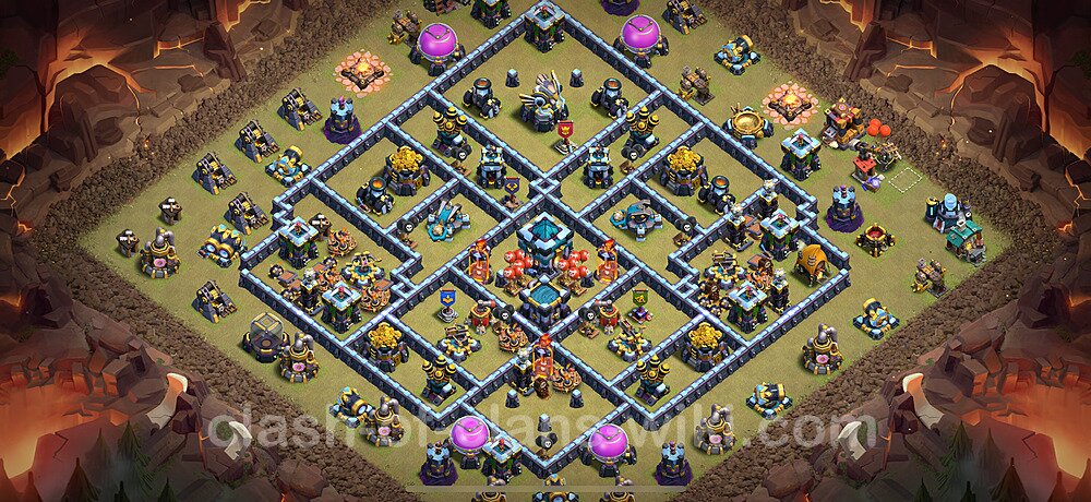 Die Anti 2 Sterne Clan War Base RH13 + Link 2025 - COC Rathaus Level 13 Kriegsbase (CK / CW), #2636