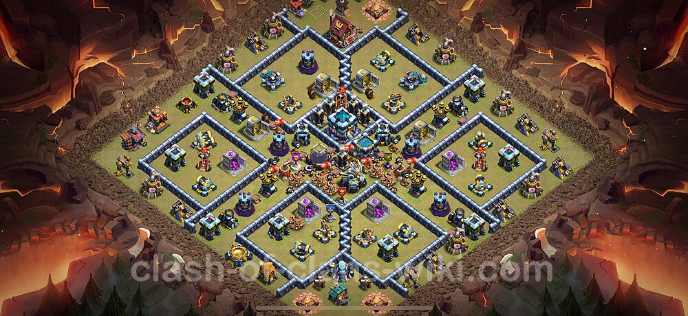 TH13 Anti 2 Stars War Base Plan with Link, Hybrid, Copy Town Hall 13 CWL Design 2025, #2705