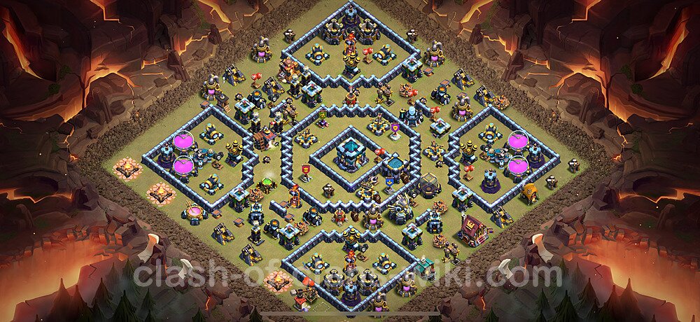 Top Base de Guerre HDV 13 + Lien (Link), Anti tout, Hybride 2025 gdc - Hôtel de Ville 13 Base Copier, #2769