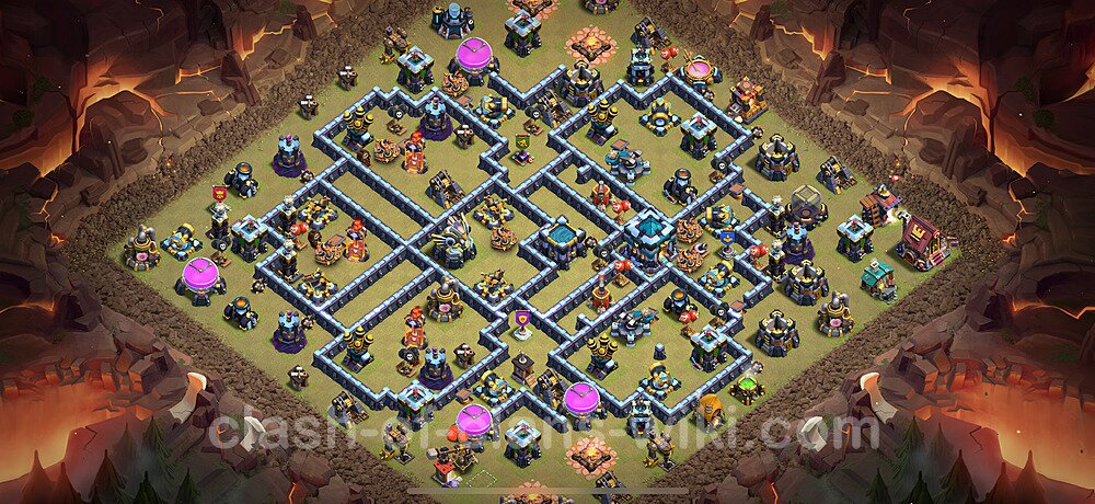 TH13 Anti 3 Stars War Base Plan with Link, Copy Town Hall 13 CWL Design 2025, #2784