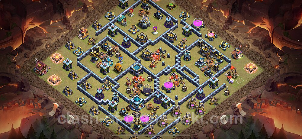 TH13 Anti 3 Stars War Base Plan with Link, Copy Town Hall 13 CWL Design 2025, #2858