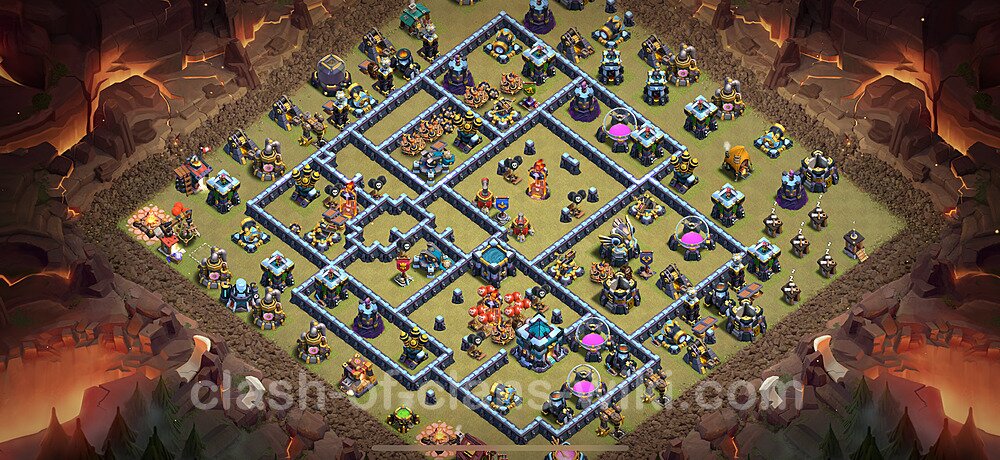 Diseño de aldea para Guerra Ayuntamiento 13 Copiar, Anti 3 Estrellas - COC TH13 Perfecta Distribucion 2025 + Enlace, #2976