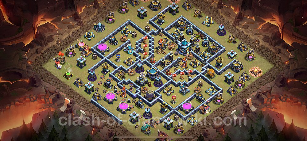 Diseño de aldea para Guerra Anti 3 Estrellas Ayuntamiento 13 Copiar, Anti Aire / Electro Dragón - COC TH13 Perfecta Distribucion 2025 + Enlace, #2982