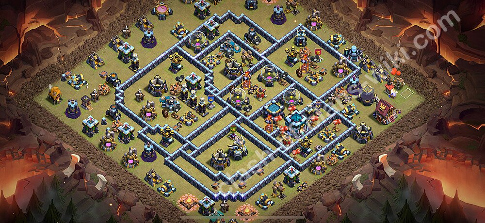 TH13 Anti 3 Stars War Base Plan with Link, Copy Town Hall 13 CWL Design 2026, #3187