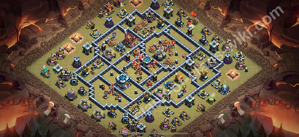 TH13 Anti 3 Stars War Base Plan with Link, Anti Air / Electro Dragon, Copy Town Hall 13 CWL Design 2026, #3189