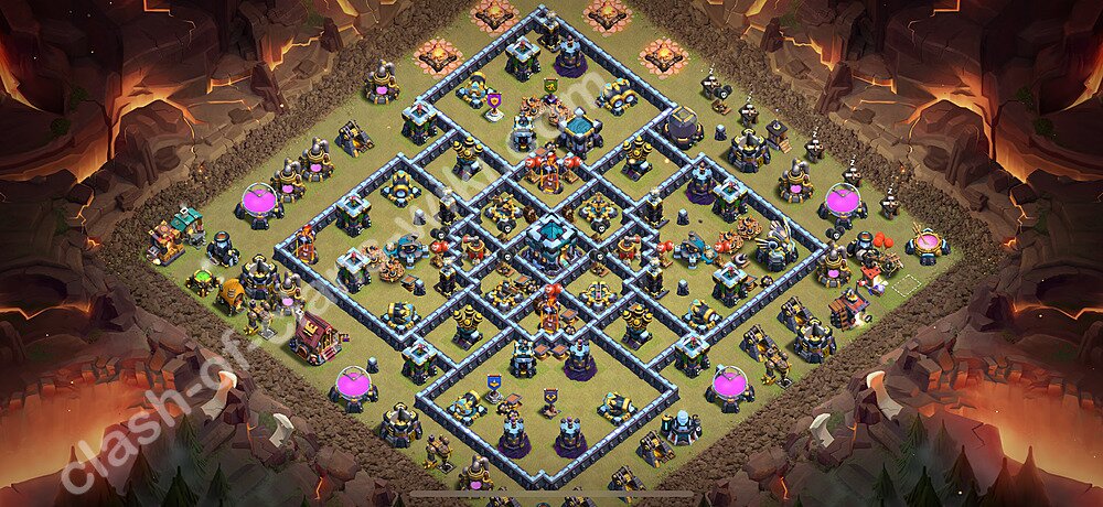 TH13 Anti 3 Stars War Base Plan with Link, Anti Air / Electro Dragon, Copy Town Hall 13 CWL Design 2026, #3222
