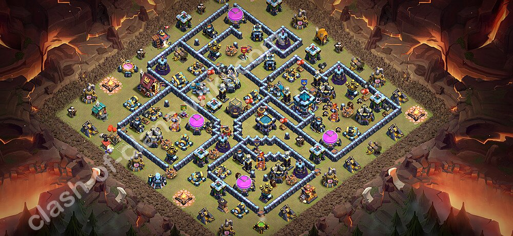TH13 Anti 3 Stars War Base Plan with Link, Copy Town Hall 13 CWL Design 2026, #3381