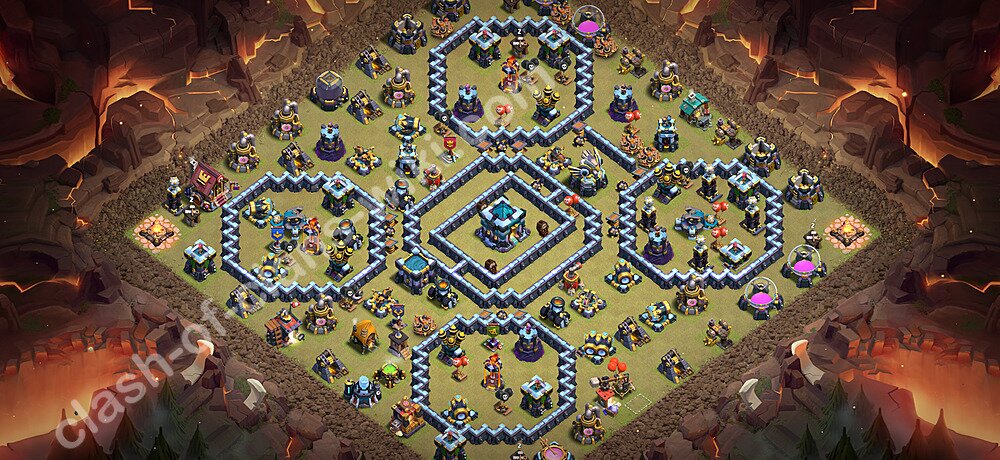 TH13 Anti 3 Stars War Base Plan with Link, Copy Town Hall 13 CWL Design 2026, #3406