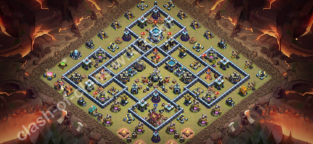 TH13 Anti 3 Stars War Base Plan with Link, Anti Air / Electro Dragon, Copy Town Hall 13 CWL Design 2026, #3433