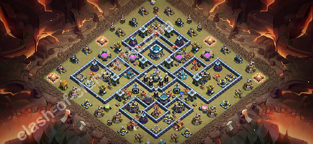 TH13 Anti 3 Stars War Base Plan with Link, Anti Air / Electro Dragon, Copy Town Hall 13 CWL Design 2026, #3435