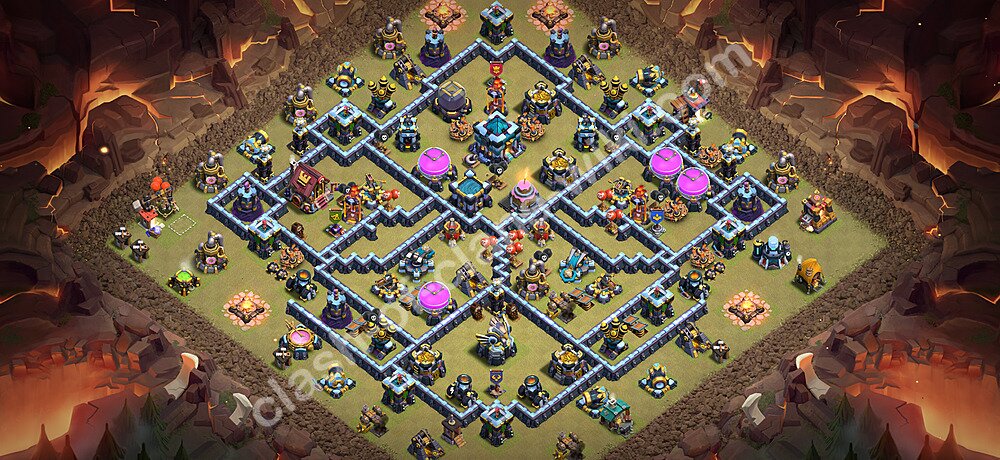 TH13 Anti 3 Stars War Base Plan with Link, Copy Town Hall 13 CWL Design 2026, #3622