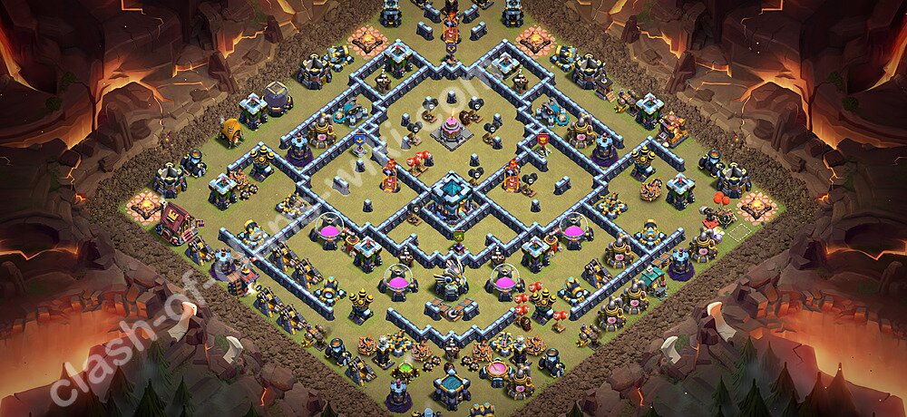 Base War TH13 dengan Link, Anti Udara / Naga Elektro, Salin Desain Liga Perang Klan (CWL) Balai Kota 13 2026, #3718