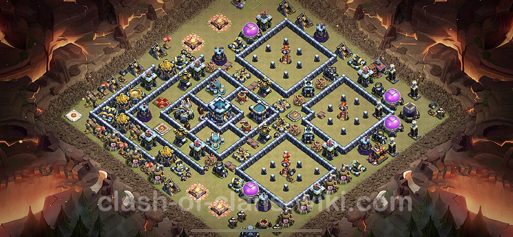 TH13 War Base Plan with Link, Legend League, Anti Everything, Copy Town Hall 13 CWL Design 2023, #39
