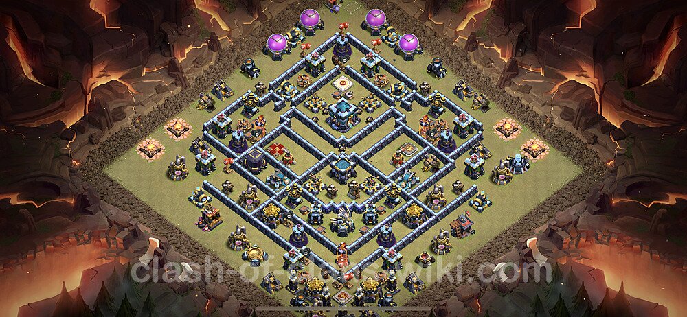 Diseño de aldea para Guerra Anti 3 Estrellas Ayuntamiento 13 Copiar, Anti Todo - COC TH13 Perfecta Distribucion 2023 + Enlace, #64