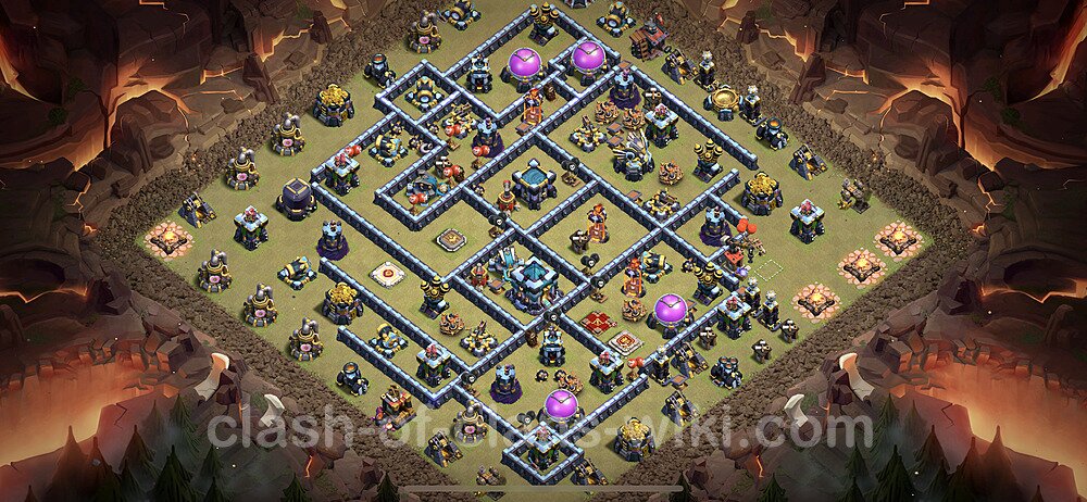 TH13 War Base Plan with Link, Anti Everything, Copy Town Hall 13 CWL Design 2023, #96