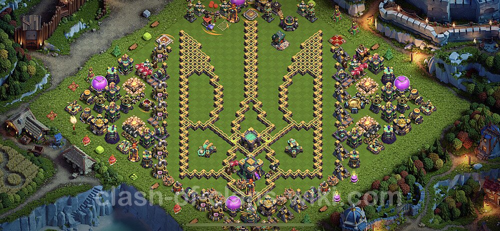TH14 Trophy Base Plan with Link, Copy Town Hall 14 Base Design 2023, #1063