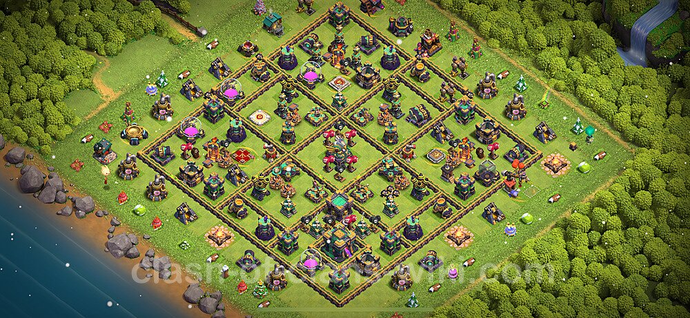 TH14 Trophy Base Plan with Link, Anti Air / Electro Dragon, Copy Town Hall 14 Base Design 2024, #13