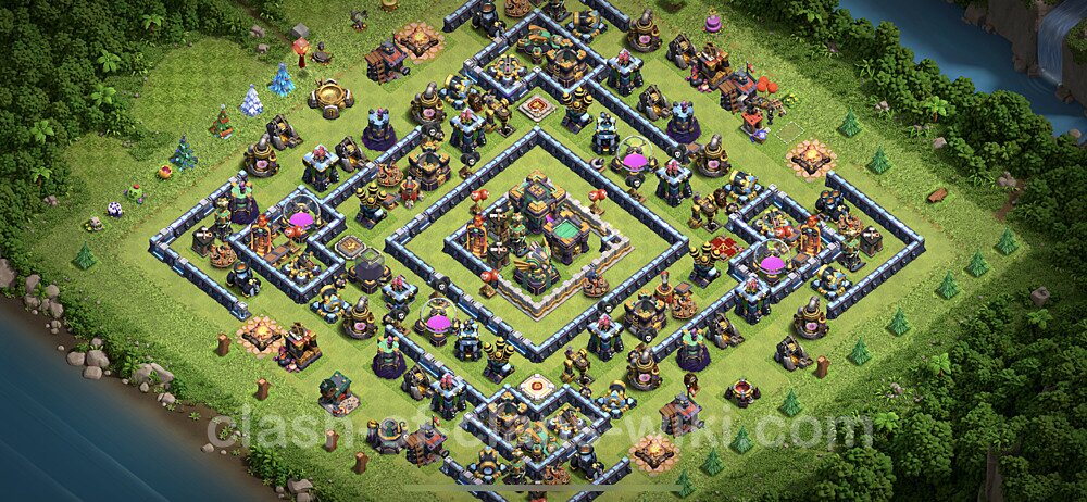 TH14 Anti 2 Stars Base Plan with Link, Legend League, Copy Town Hall 14 Base Design, #26