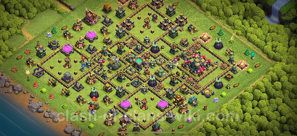Die Anti Dragon Base für Verteidigung RH14 + Link 2025 - COC Rathaus 14 Kopieren Base, #2630