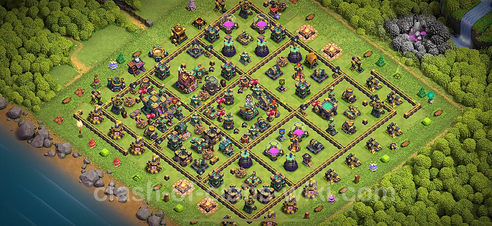TH14 Anti 3 Stars Base Plan with Link, Hybrid, Copy Town Hall 14 Base Design 2025, #2676