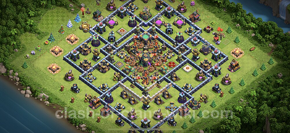 Anti Everything TH14 Base Plan with Link, Hybrid, Copy Town Hall 14 Design, #27