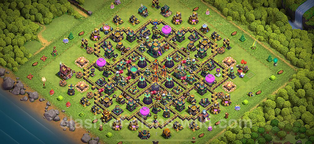 Anti Everything TH14 Base Plan with Link, Hybrid, Copy Town Hall 14 Design 2025, #2887