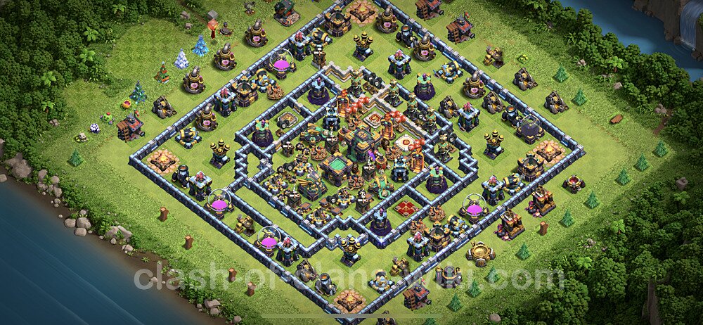 Anti Everything TH14 Base Plan with Link, Hybrid, Copy Town Hall 14 Design, #29