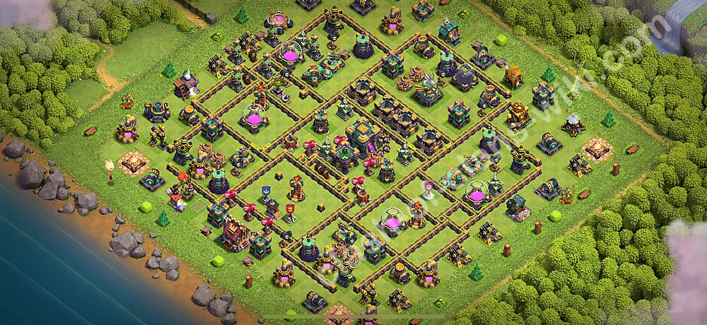 TH14 Anti 2 Stars Base Plan with Link, Anti Air / Electro Dragon, Copy Town Hall 14 Base Design 2026, #3203