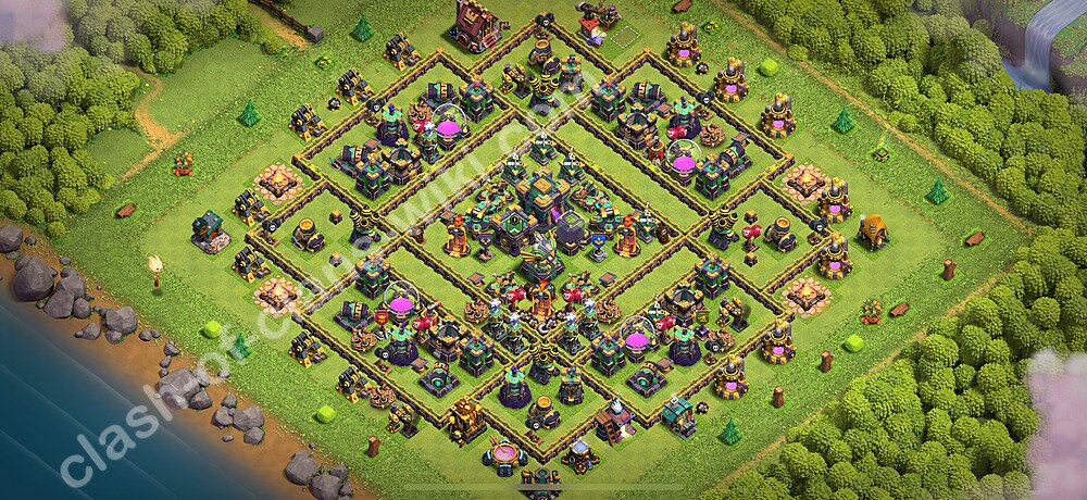TH14 Anti 2 Stars Base Plan with Link, Anti Everything, Copy Town Hall 14 Base Design 2026, #3204