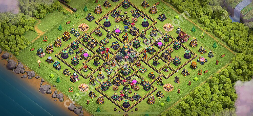 Топ Расстановка базы ТХ 14 2026 Анти 3 Звезды Скопировать, Гибридные, #3227