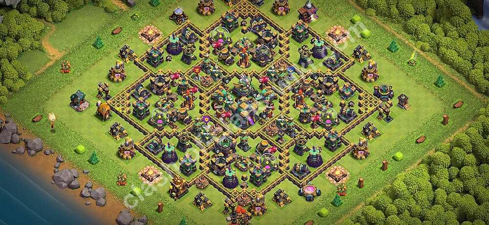 Top TH14 Unbeatable Anti Loot Base Plan with Link, Copy Town Hall 14 Base Design 2026, #3289
