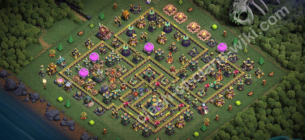 TH14 Trophy Base Plan with Link, Copy Town Hall 14 Base Design 2026, #3368