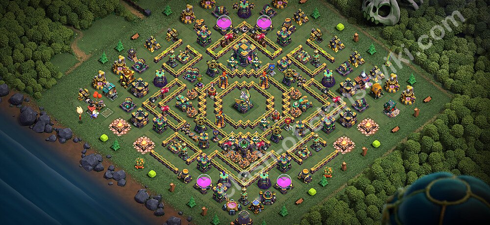 TH14 Anti 3 Stars Base Plan with Link, Copy Town Hall 14 Base Design 2026, #3392