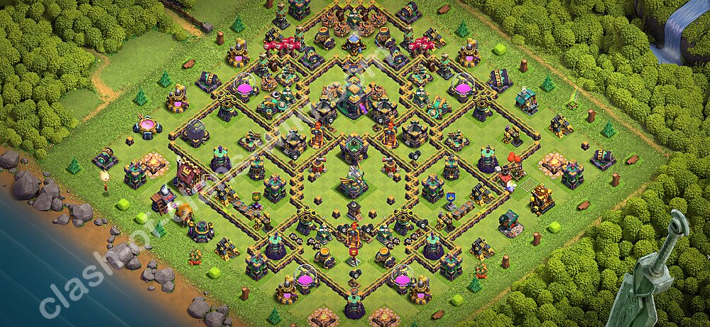 TH14 Anti 3 Stars Base Plan with Link, Hybrid, Copy Town Hall 14 Base Design 2026, #3446