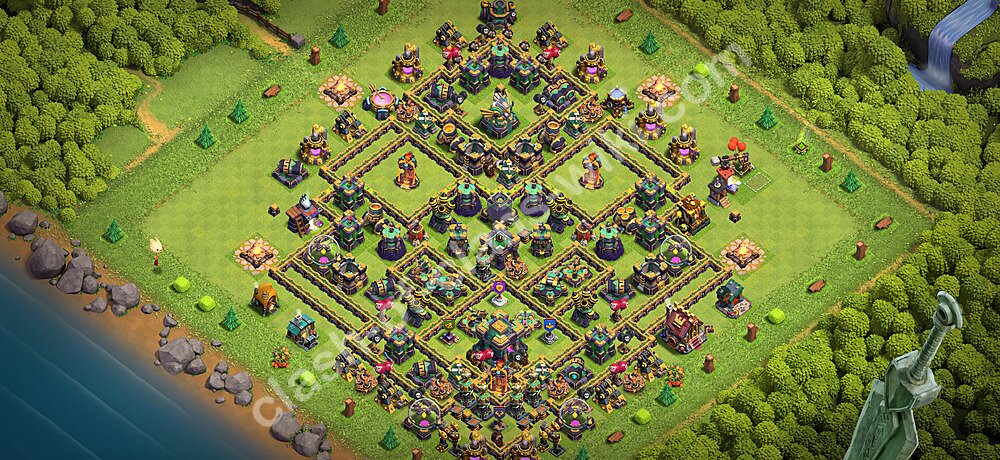 TH14 Anti 3 Stars Base Plan with Link, Hybrid, Copy Town Hall 14 Base Design 2026, #3460