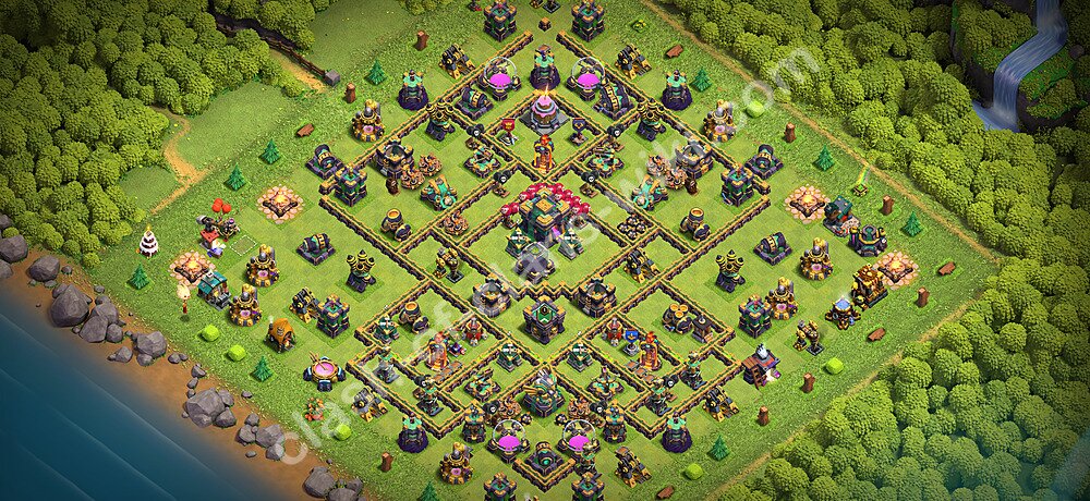 TH14 Anti 3 Stars Base Plan with Link, Legend League, Copy Town Hall 14 Base Design 2026, #3596