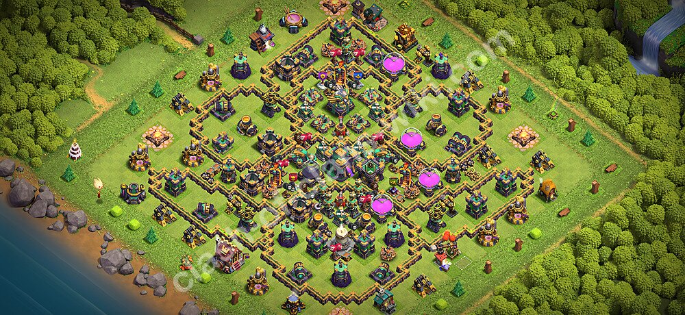 TH14 Anti 2 Stars Base Plan with Link, Hybrid, Copy Town Hall 14 Base Design 2026, #3641
