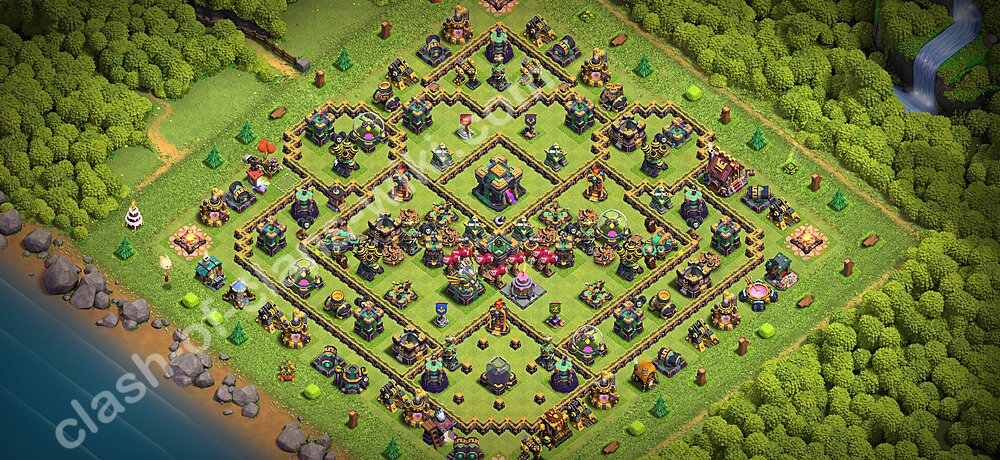 TH14 Anti 3 Stars Base Plan with Link, Anti Everything, Copy Town Hall 14 Base Design 2026, #3657